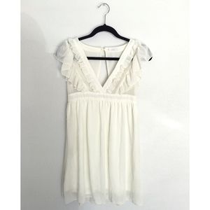 Elegant White Ruffled Mini Dress